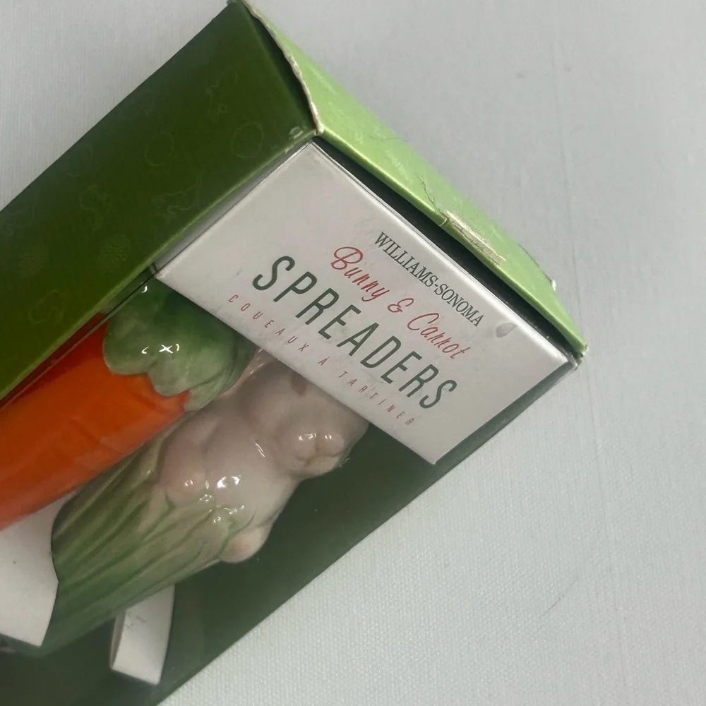 NWT Williams Sonoma Set of Bunny Carrot Spreaders Kitchen Utensils Home Decor